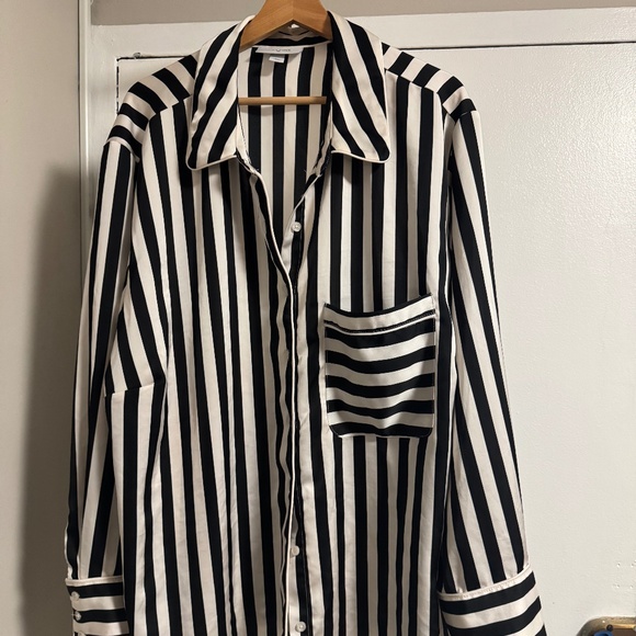La Ligne x Target Tops - La Ligne for Target Black and White Satin Button down 3x